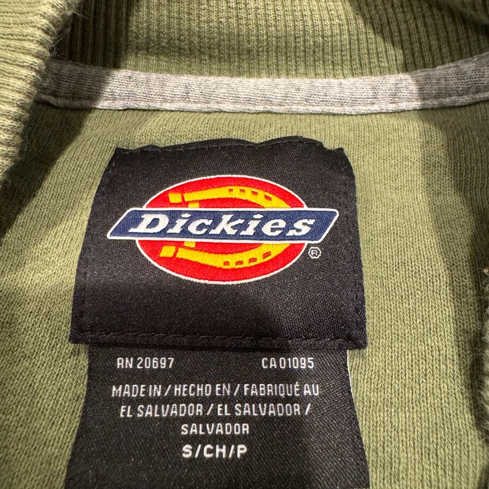 Dickies Olive Green Crewneck Sweatshirt Mock Neck Logo Size S - Picture 7 of 8